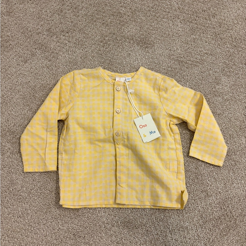 Oso & Me Yellow Gingham Button-Front Kids Shirt